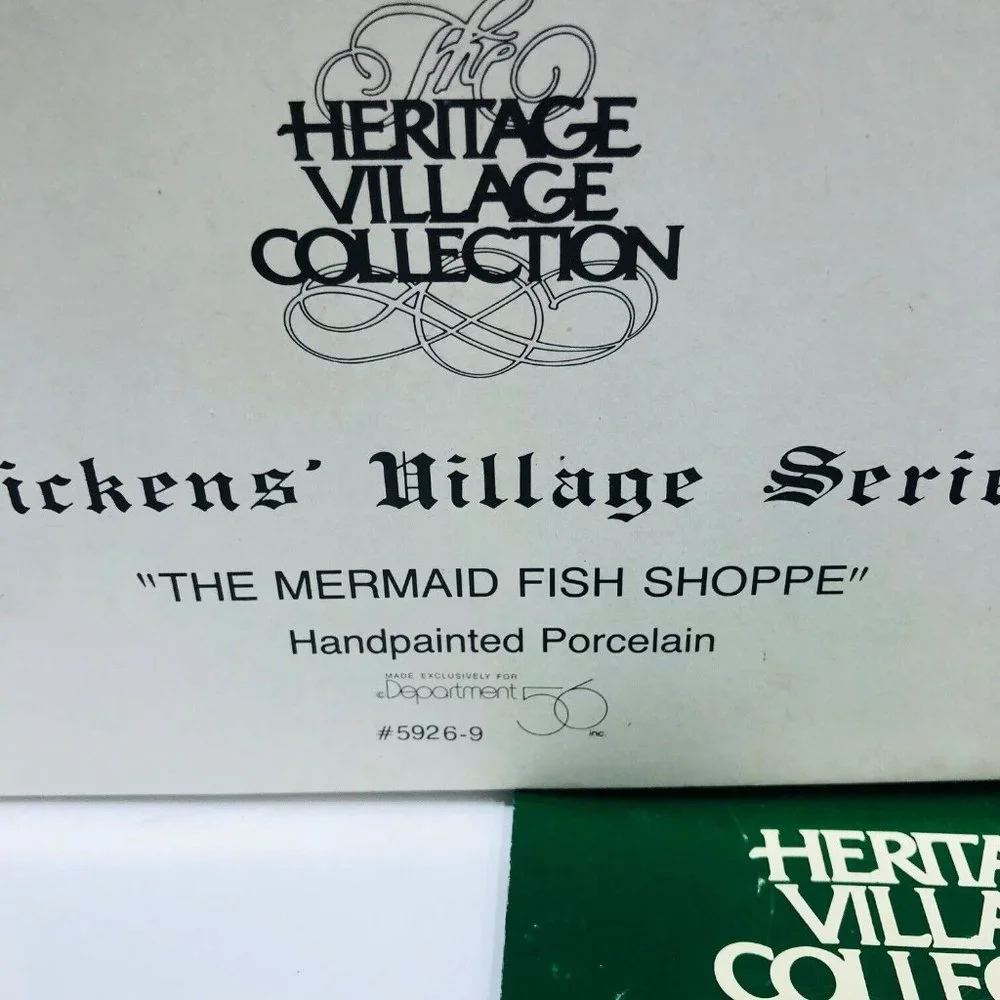 VTG Dept 56 The Mermaid Fish Shoppe Dickens' Village Series 1988 Orig Box 5926-9